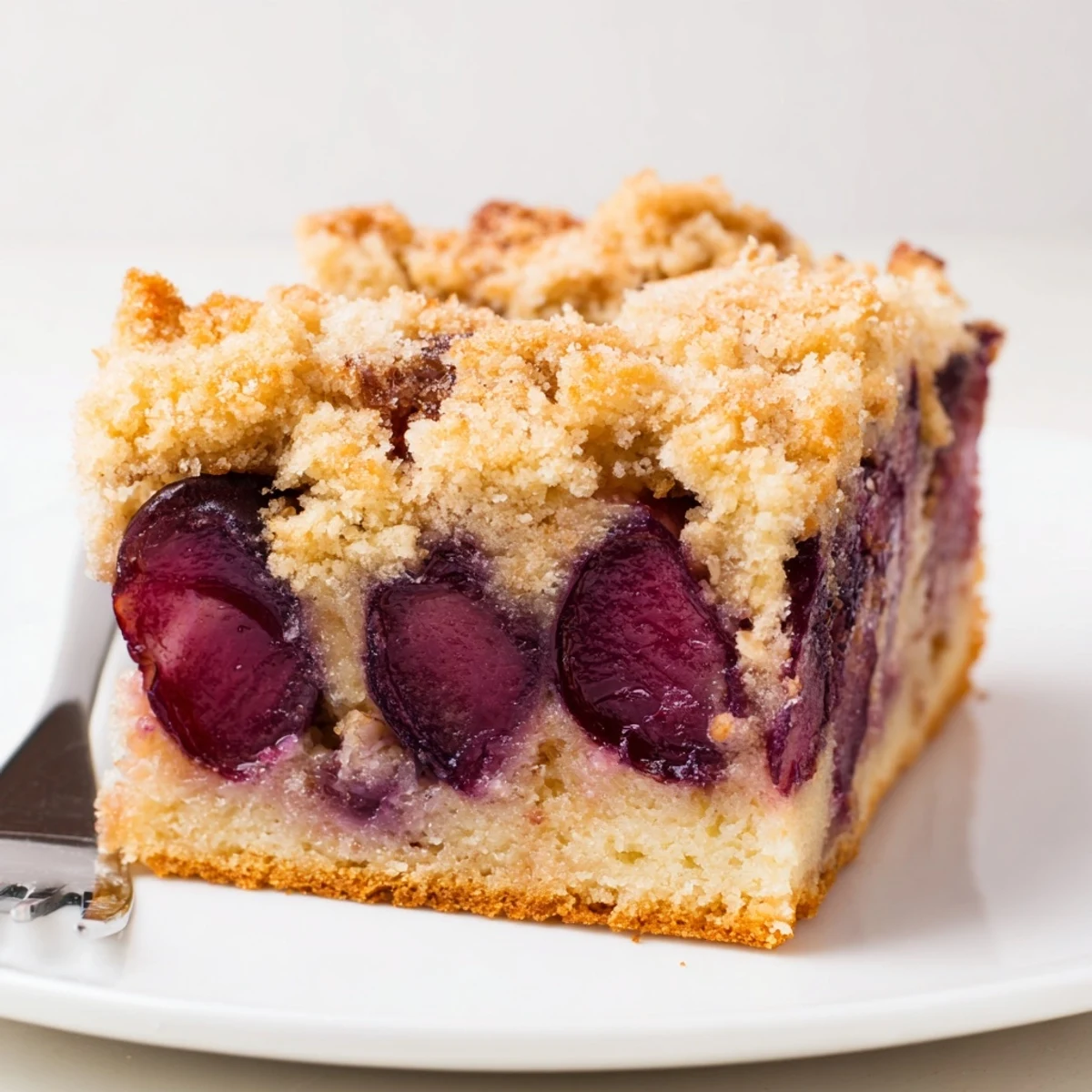 Saftiger deutscher Pflaumenkuchen mit knusprigem Streusel, ideal für Kaffee-Geselligkeit.  